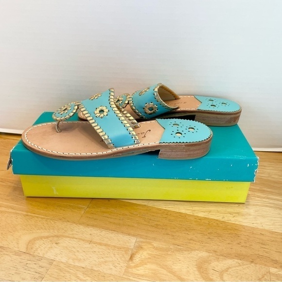 Jack Rogers Nantucket Mint Green Gold Thong Sandal 7M - Picture 2 of 8